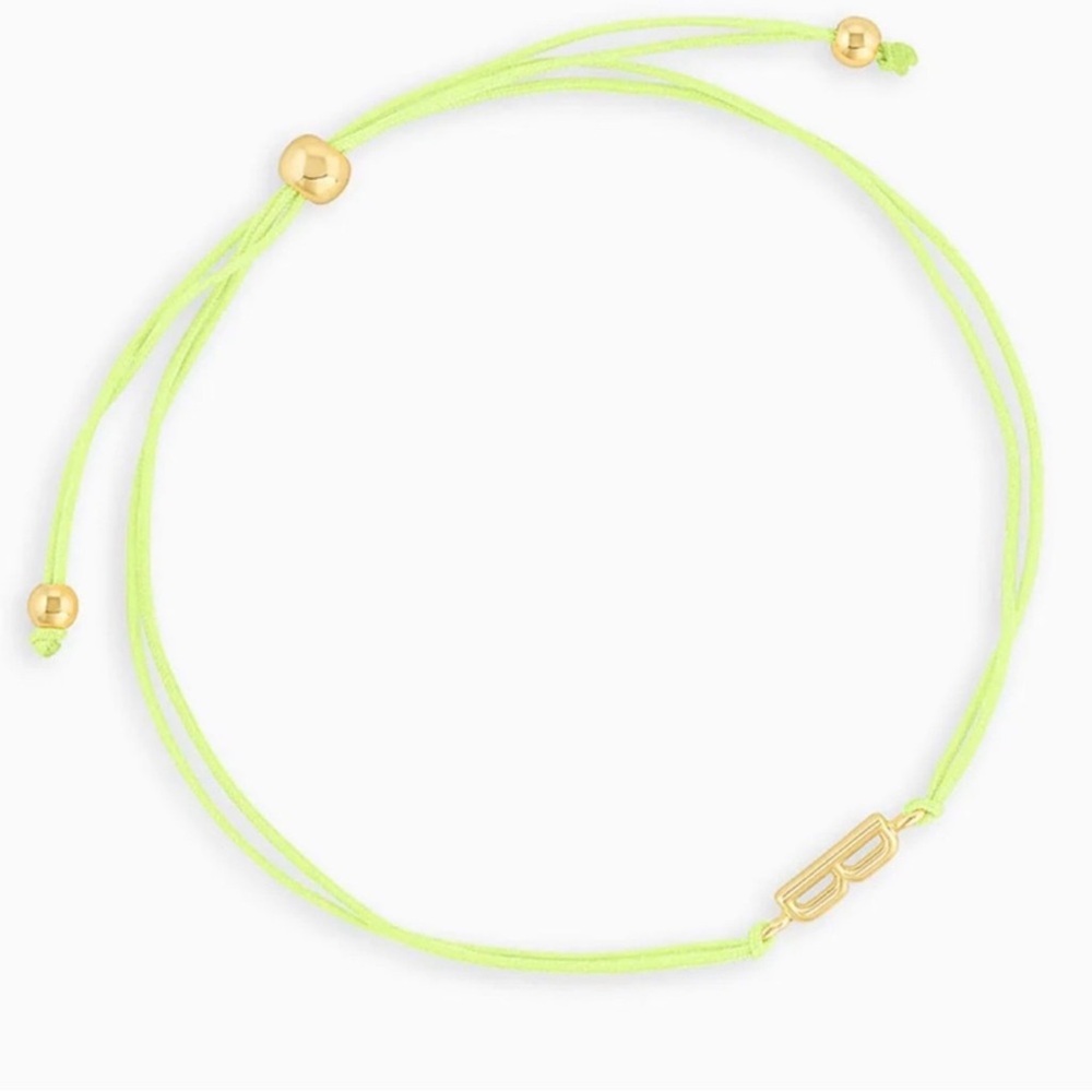 Neon Yellow Letter B String Bracelet